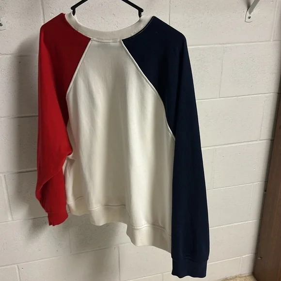 Old Navy White Sweatshirt with Red  and Navy Accent - Picture 3 of 5
